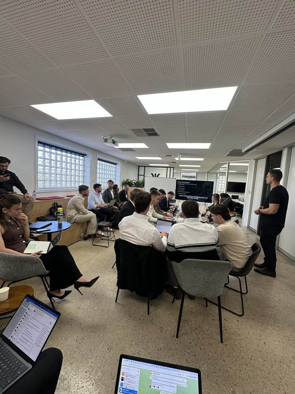 Leaders in a training session at the office