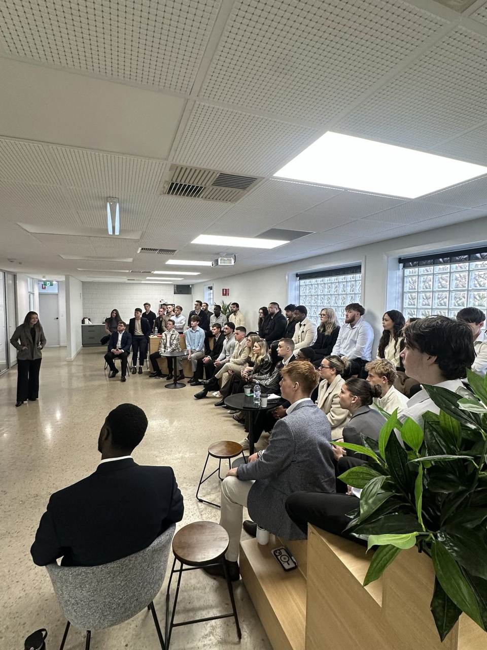 A packed training session at the Minear Group office